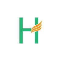 lettre h logo avec concept de design d'icône d'aile vecteur