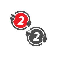 icône de fourchette et cuillère encerclant la création de logo numéro 2