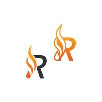 lettre r et vagues de feu, conception de concept d'icône de logo vecteur