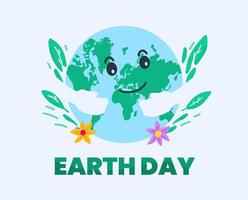 jour de la terre joyeux dessin animé affiche vecteur illustration de personnage mignon le 21 mars