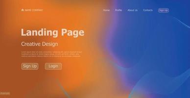 gradient coloré web modèle landing page site web numérique landing page concept de conception - vecteur