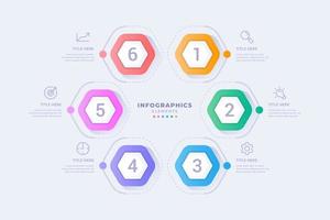 modèle d'infographie moderne circulaire professionnel en six étapes vecteur