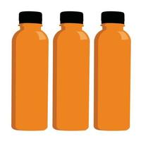 boisson au jus d'orange dans une bouteille en plastique vecteur