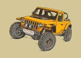 jeep tout-terrain dessiné à la main vector clip art illustration