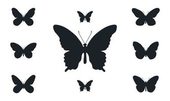 ensemble de silhouette de papillons. illustration vectorielle vecteur