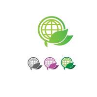 ensemble de logos du monde vert vecteur