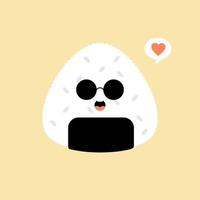 illustration vectorielle. création de logo de personnage onigiri mignon et kawaii. boule de riz du japon. vecteur