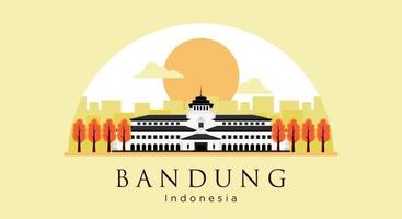 illustration vectorielle de style plat gedung sate l'icône de bandung, ouest de java, indonésie vecteur