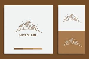 création de logo d'aventure, avec icône de montagnes et d'arbres vecteur