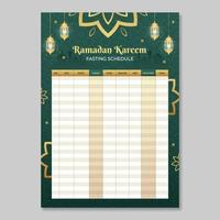 modèle de calendrier de jeûne et de salat du ramadan vecteur