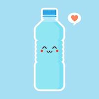 personnage d'eau minérale de dessin animé mignon et kawaii. drôle de bouteille d'eau. concept pour une alimentation saine et boire de l'eau minérale. illustration vectorielle de conception plate, conception simple d'emoji et d'émoticônes vecteur