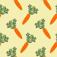modèle sans couture de carotte. carotte avec des feuilles. bouquet de carottes bonne nutrition, produits de la ferme, aliments végétaliens, régime alimentaire, produits diététiques conception de modèle sans couture pour l'impression sur textile, papier. vecteur