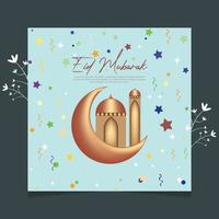 décoration eid mubarak publication sur les réseaux sociaux vecteur