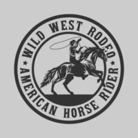 insigne vintage de rodéo du far west cowboys vecteur