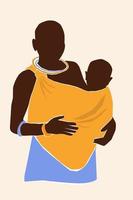 portrait contemporain abstrait d'une jeune femme africaine avec un enfant en vêtements ethniques nationaux. graphiques vectoriels. vecteur