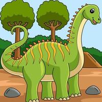 illustration de dessin animé coloré dinosaure diplodocus vecteur