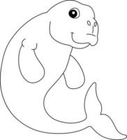 coloriage animal dugong isolé pour les enfants vecteur