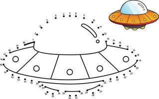 point à point ovni isolé coloriage pour les enfants vecteur