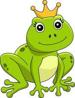 grenouille avec une couronne clipart de couleur de dessin animé vecteur