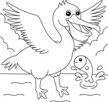 page de coloriage animal pélican pour les enfants vecteur