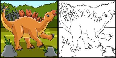 illustration de page de coloriage de dinosaure kentrosaurus vecteur