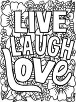 vivre rire amour citation de motivation page de coloriage vecteur