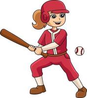 fille qui joue au baseball dessin coloré clipart vecteur