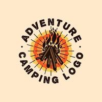 logo d'aventure de feu de camp vecteur