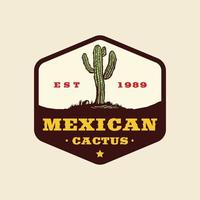 insigne de cactus vintage vecteur