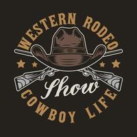 insigne vintage de rodéo du far west cowboys vecteur