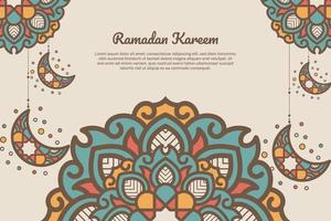 fond vintage ramadan avec carte de voeux lanterne baner mandala. - vecteur. vecteur