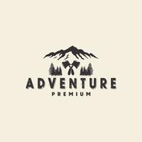aventure montagne camping hache logo vecteur icône symbole illustration conception