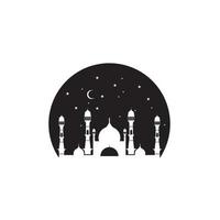 mosquée islamique avec la lune la nuit logo vecteur icône symbole illustration design