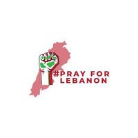 priez pour le liban avec illustration de l'icône vectorielle de conception de logo de carte du liban vecteur