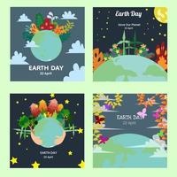 ensemble de publications sur les médias sociaux du jour de la terre vecteur