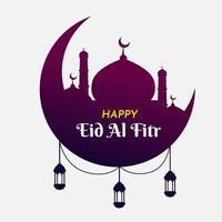 lune, mosquée, lanternes arabes pour le mois sacré de l'islam le concept de joyeux eid al fitr