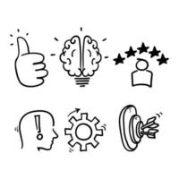 symbole d'élément de doodle dessiné à la main pour le concept de compétence, d'aptitudes et de connaissances dans le vecteur de style doodle