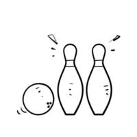 main dessinée doodle bowling icône illustration vecteur isolé