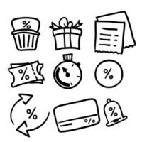 symbole d'élément de doodle dessiné à la main pour carte de fidélité, icône d'illustration de programme incitatif vecteur