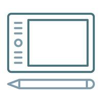 tablette graphique ligne deux icône de couleur vecteur