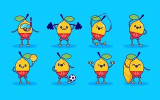 collection de personnages de citron sportif vecteur