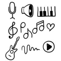 vecteur d'illustration d'icône liée à la musique doodle dessiné à la main isolé