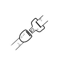 main dessinée doodle ceinture de sécurité icône illustration vecteur isolé