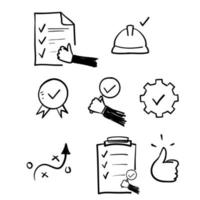 doodle ensemble simple d'icônes de lignes vectorielles liées à l'inspection illustration style de dessin à la main vecteur