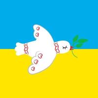 colombe de la paix sur le fond du drapeau ukrainien. vecteur