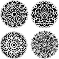 mandala set décoration florale vintage éléments noirs et blancs vecteur