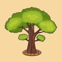 un arbre vert frais pousse entouré de ses racines illustration vectorielle