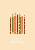 jolie carte de voeux avec des bougies vintage festives et des lettres de joyeux anniversaire vecteur