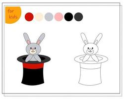livre de coloriage pour enfants par couleurs. un lièvre dans un chapeau, un cirque vecteur