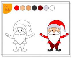 livre de coloriage pour enfants, dessin animé santa avec un signe. vecteur